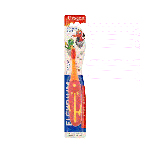 Elgydium Kids Dragon Παιδική Οδοντόβουρτσα 2 έως 6 ετών Κόκκινο 1 Τεμάχιο