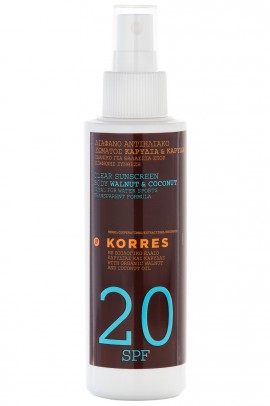 Korres Sunscreen Διάφανο Αντηλιακό Σώματος Καρυδιά & Καρύδα SPF20, 150ml