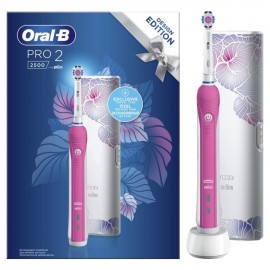 Oral-B Επαναφορτιζόμενη Ηλεκτρική Οδοντόβουρτσα, Pro 2 2500 Pink Design Edition & Θήκη Ταξιδίου, 1τμχ