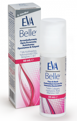 Intermed Eva Belle Face & Neck Serum, Ορός Ανάπλασης Προσώπου & Λαιμού με Υαλουρονικό Οξύ, 50ml