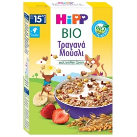 Hipp Bio Παιδικά Τραγανά Μούσλι Με Μπανάνα & Φράουλα Από Τον 15ο Μήνα Χωρίς Ζάχαρη, 200g
