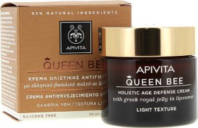 Apivita Queen Bee Κρέμα Ολιστικής Αντιγήρανσης Ελαφριάς Υφής με Ελληνικό Βασιλικό Πολτό σε Λιποσώματα - Holistic Age Defense Cream Light Texture 50ml