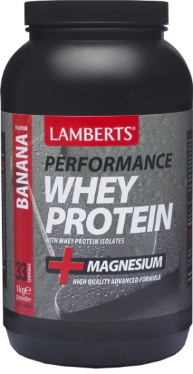 LAMBERTS Performance Whey Protein & Magnesium Συμπλήρωμα Διατροφής Με Μαγνήσιο & Μπανάνα 1000gr