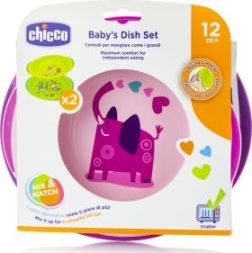 Chicco Babys Dish Set 12m+ Ροζ, 2τμχ