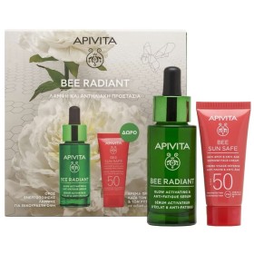 Apivita Bee Radiant Πακέτο Anti-Fatigue Serum Ορός Προσώπου, 30ml & ΔΩΡΟ Bee Sun Safe Anti-Spot & Anti-Age Defence Face Cream SPF50 Αντηλιακό Προσώπου, 15ml