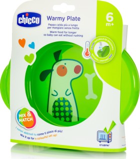 Chicco Πιάτο WARMY PLATE Θερμός Πράσινο 6Μ+, 1τμχ