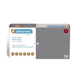 Alfashield Γάντια Latex Ελαφρώς Πουδραρισμένα Medium Μη Αποστειρωμένα 100τμχ