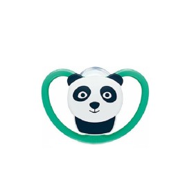 Nuk Space Ορθοδοντική Πιπίλα Σιλικόνης Για 18-36 Μηνών Με Θήκη Πράσινο Panda, 1τμχ