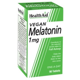 Health Aid Vegan Melatonin 1mg, Συμπλήρωμα Διατροφής Με Μελατονίνη Για Την Αντιμετώπιση Της Αϋπνίας, 90tabs