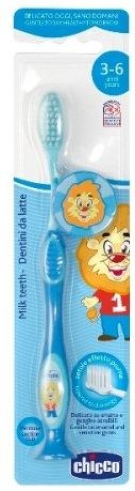 Chicco Milk Teeth Toothbrush 3-6 Years Soft Μπλε Λιοντάρι, 1 τμχ