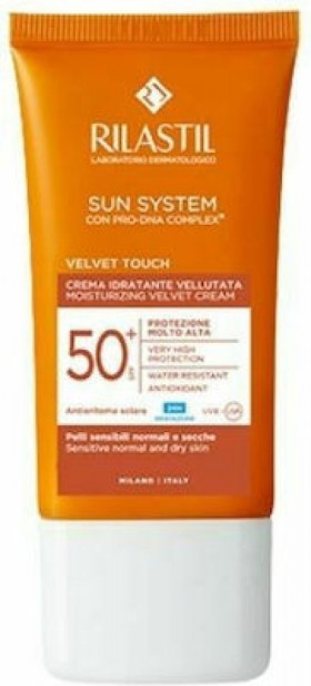 RILASTIL Sun System Velvet Cream SPF50 Αντηλιακή Ενυδατική Κρέμα Προσώπου Με Απαλή Υφή, 50ml