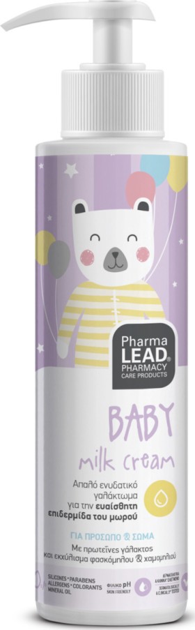 PharmaLead Baby Milk Cream, Απαλό Ενυδατικό Γαλάκτωμα Για Την Ευαίσθητη Επιδερμίδα Του Μωρού 150ml