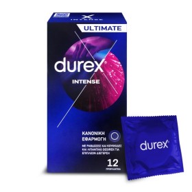 Durex Ultimate Intense, Προφυλακτικά Με Ραβδώσεις & Κουκίδες, Με Λιπαντικό Για Επιπλέον Διέγερση, 12τμχ