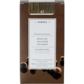 KORRES Argan Oil Advanced Colorant Μόνιμη Βαφή Μαλλιών 6.1 Ξανθό Σκούρο Σαντρέ 50ml