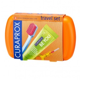 Curaprox Be You Πακέτο Travel Set Πορτοκαλί Οδοντόκρεμα, Οδοντόβουρτσα και Μεσοδόντιο Βουρτσάκι