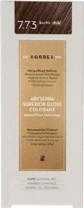 KORRES Abyssinia Superior Gloss Colorant Μόνιμη Βαφή Μαλλιών 7.73 Ξανθό Μελί 50ml
