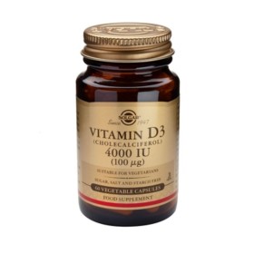 Solgar Vitamin D3 4000 IU (100μg), Συμπλήρωμα Βιταμίνης D3 Ιδανικό για την Υγεία των Οστών & των Αρθρώσεων, 60 φυτικές κάψουλες