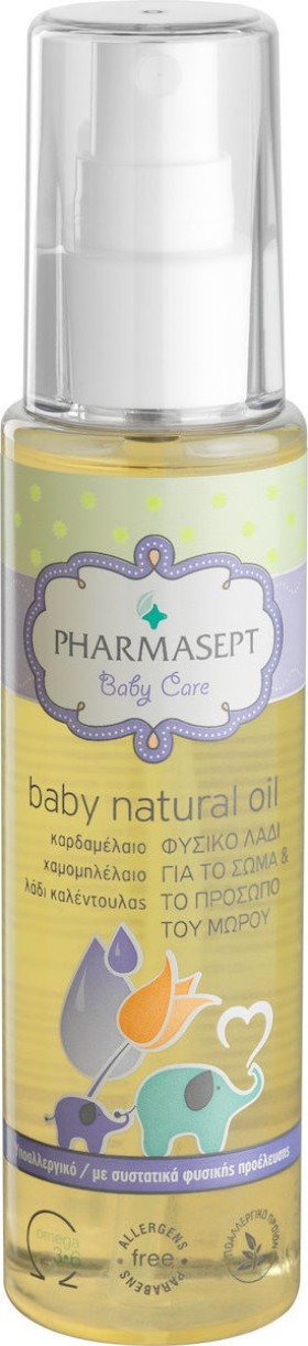 Pharmasept Baby Care Natural, Φυσικό Λάδι Για Το Σώμα & Το Πρόσωπο Του Μωρού, 100ml