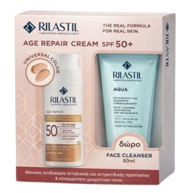 Rilastil Πακέτο Age Repair Cream SPF50+ Universal Color 50ml & Δώρο Aqua Face Cleanser 50ml