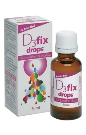 INTERMED D3 Fix Drops 200IU Συμπλήρωμα Βιταμίνης D3 σε σταγόνες, με γεύση φράουλας, 30ml