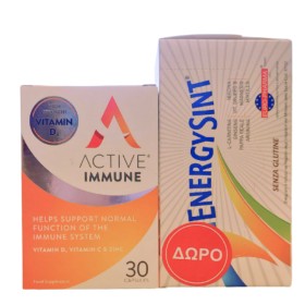 Bionat Πακέτο Active Immune VitD3 30caps & Δώρο Energy Sint Συμπλήρωμα Βιταμινών Αμπούλες 10x15ml