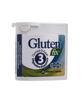 UniPharma Gluten Fix Συμπλήρωμα Διατροφής Που Υποστηρίζει Τη Διαδικασία Της Πέψης Με 3 Πεπτικά Ένζυμα 25 Κάψουλες