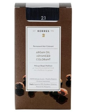 KORRES Argan Oil Advanced Colorant Μόνιμη Βαφή Μαλλιών 2.1 Μαύρο Μπλε 50ml
