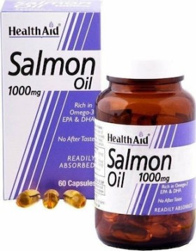 HEALTH AID Salmon Oil 1000mg Έλαιο Σολομού Για Την Καλή Υγεία Του Καρδιαγγειακού & Κυκλοφορικού Συστήματος, Της Όρασης & Του Εγκεφάλου, 60 Μαλακές Κάψουλες