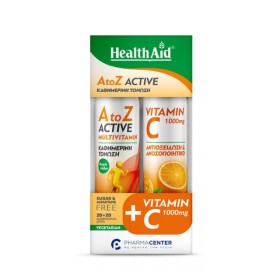 Health Aid Πακέτο A to Z Multivitamin Πολυβιταμίνη & Vitamin C 1000mg 2x20 Αναβράζοντα Δισκία