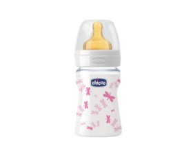 Chicco Μπιμπερό Vetro Νature Glass ΘΚ 0Μ+ Ροζ 150ml