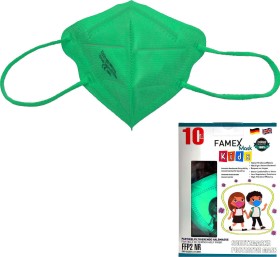 Famex KIDS Mask FFP2 NR Light Green, Ανοιχτό Πράσινο (Λαχανί) Παιδική Παιδική Μάσκα Μιας Χρήσης τύπου FFP2, 10τμχ