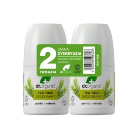 Dr. Organic Αποσμητικό Roll On Πακέτο Tea Tree 2x50ml