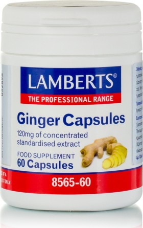 Lamberts Ginger Capsules Συμπλήρωμα Διατροφής για Διαταραχές που Αφορούν την Πεπτική Δυσλειτουργία 60 Caps 8565-60