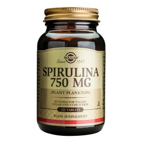 Solgar Spirulina 750mg Συμπλήρωμα Διατροφής Σπιρουλίνα Πηγή Πρωτεΐνης για Φυτοφάγους για Τόνωση του Οργανισμού & Έλεγχο του Βάρους, 80tabs