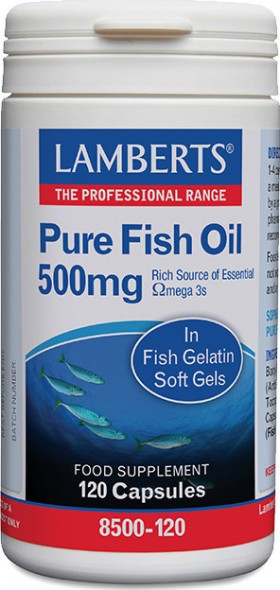 Lamberts Pure Fish Oil 500mg Συμπυκνωμένο Ιχθυέλαιο 120 κάψουλες 8500-120