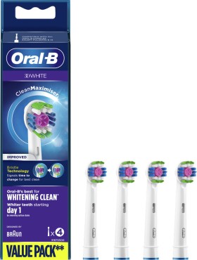 Oral-B Ανταλλακτικές Κεφαλές 3D White CleanMaximiser Improved Value Pack για Ηλεκτρική Οδοντόβουρτσα 4τμχ