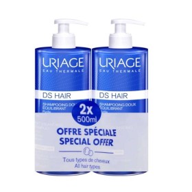 URIAGE DS Hair Πακέτο Soft Balancing Σαμπουάν Καθαρισμού και Εξισορρόπησης Καθημερινής Χρήσης Για Όλους Τους Τύπους Μαλλιών, 2x500ml