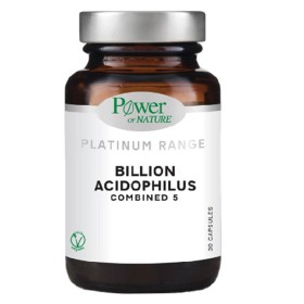 Power of Nature Platinum Range Billion Acidophilus Combined 5 Συμπλήρωμα Διατροφής Για Τη Σωστή Λειτουργία Της Εντερικής Χλωρίδας, 30 Κάψουλες