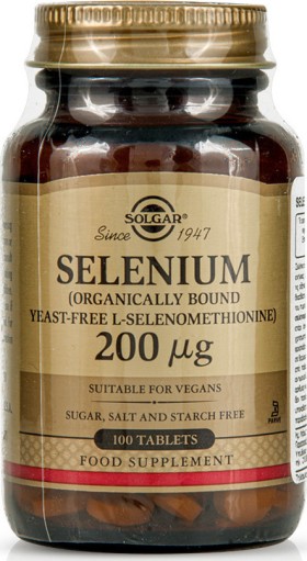 Solgar Selenium 200μg, Συμπλήρωμα με Σελήνιο 100 Tablets