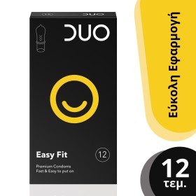 Duo Easy Fit Προφυλακτικά για Εύκολη, Άνετη & Επιτυχημένη Εφαρμογή, 12τεμ