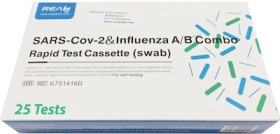 Rapid Test REALY SARS-Cov-2 & Influenza A & B COMBO, Τεστ Ταχείας Ανίχνευσης COVID-19 και Γρίπης Α & Β με Ρινικό Δείγμα, 25τμχ