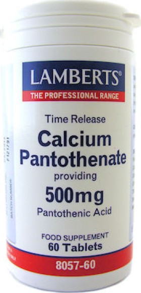 LAMBERTS Calcium Pantothenate 500mg, Υγιές Ανοσοποιητκό Σύστημα 60tabs (8057-60)