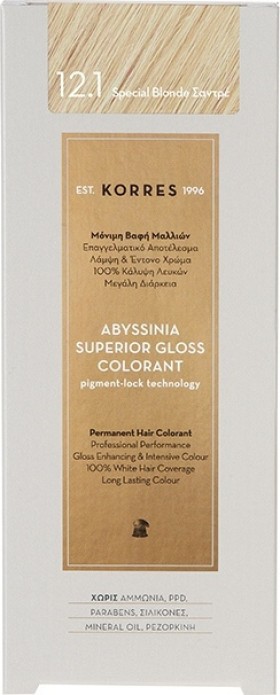 Korres Abyssinia Superior Gloss Colorant Μόνιμη Βαφή Μαλλιών 12.1 Special Blonde Σαντρέ 50ml