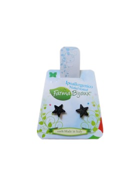 FARMA BIJOUX Σκουλαρίκια Υποαλλεργικά Μαύρα Αστέρια SG618, 10mm 1 Ζευγάρι