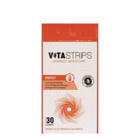 Vitastrips Energy Συμπλήρωμα Διατροφής για την Τόνωση του Οργανισμού με Γεύση Φράουλα Μέντα 30Τμχ