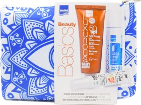 INTERMED Luxurious Suncare Promo Beauty Basics Sun Silk Cover Face Cream Bronze SPF50, 75ml & Hydrating Antioxidant Spray Mist, 50ml & Hydrating Lip Balm SPF30, 15ml