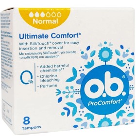 O.B. ProComfort Curved Grooves Normal, Ταμπόν OB για Κανονική Ροή, 8τμχ