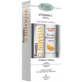 Power Health Vitamin C 1000mg Stevia, 20 Αναβράζοντα Δισκία & Vitamin C 500mg, 20 Αναβράζοντα Δισκία