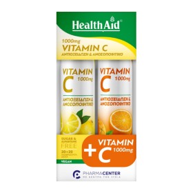 Health Aid Πακέτο Vitamin C 1000mg Λεμόνι + Πορτοκάλι 2x20 Αναβράζοντα Δισκία