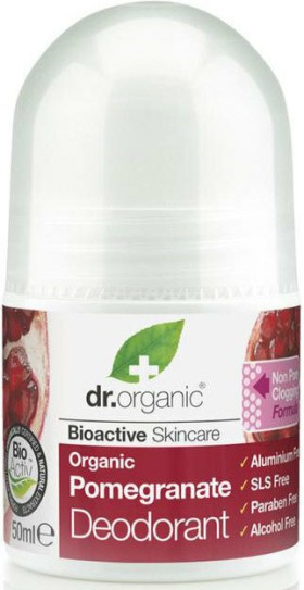 DR. ORGANIC Deodorant Roll-On Pomegranate Αποσμητικό Με Άρωμα Ρόδι, 50ml